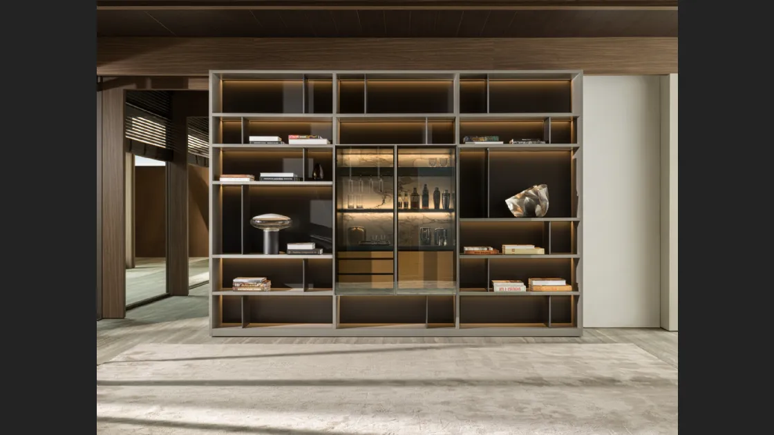 Libreria 505 UP SYSTEM con Mobile Bar 08 di Molteni & C