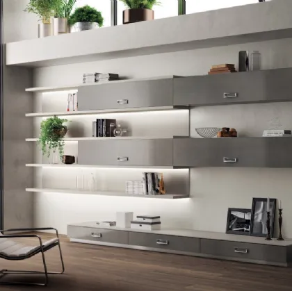 Libreria Living Exclusiva in laccato ossidato Stained Steel di Scavolini