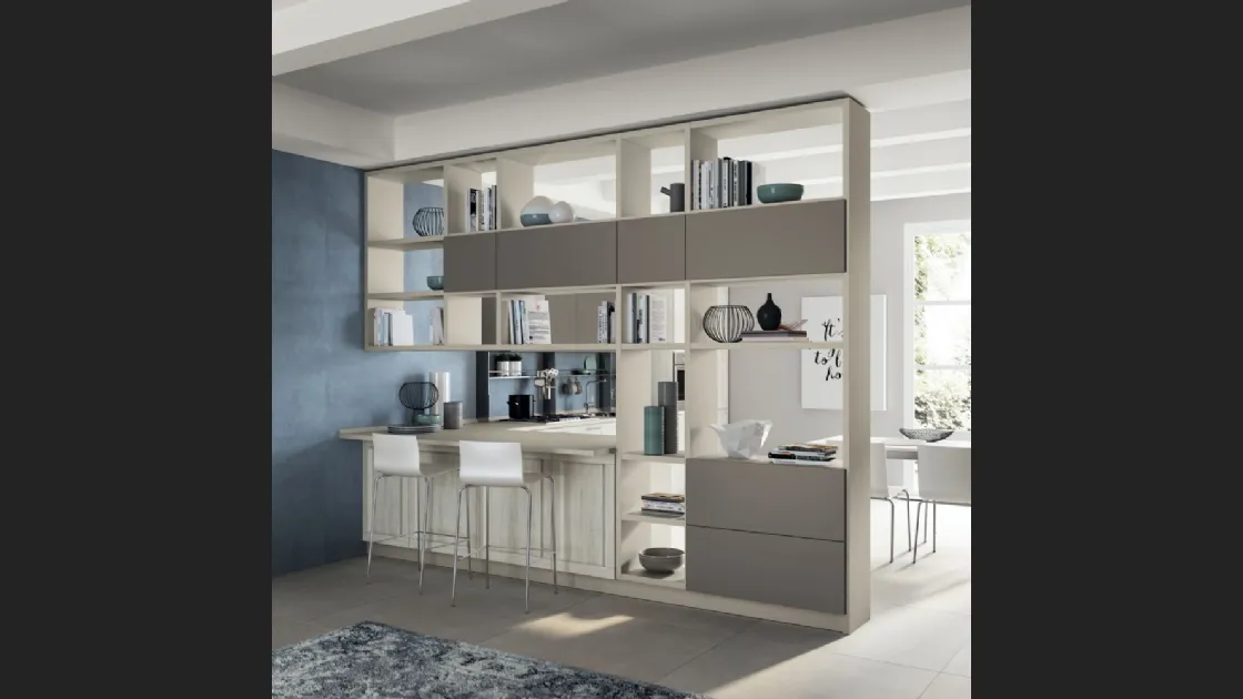 Libreria divisoria Living Sax in decorativo Grigio Gabbiano di Scavolini