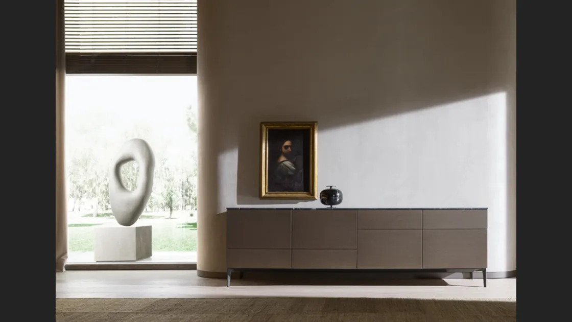 Madia 505 Up Sideboard 03 in legno con top in marmo di Molteni & C