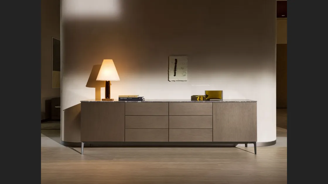 Madia 505 Up Sideboard 03 in legno con top in marmo di Molteni & C