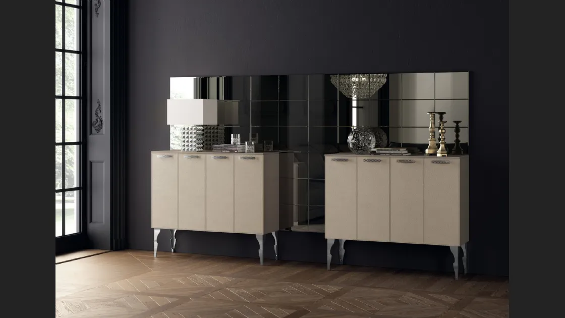 Madia Living Exclusiva alta in Pelle Grigio Perla di Scavolini