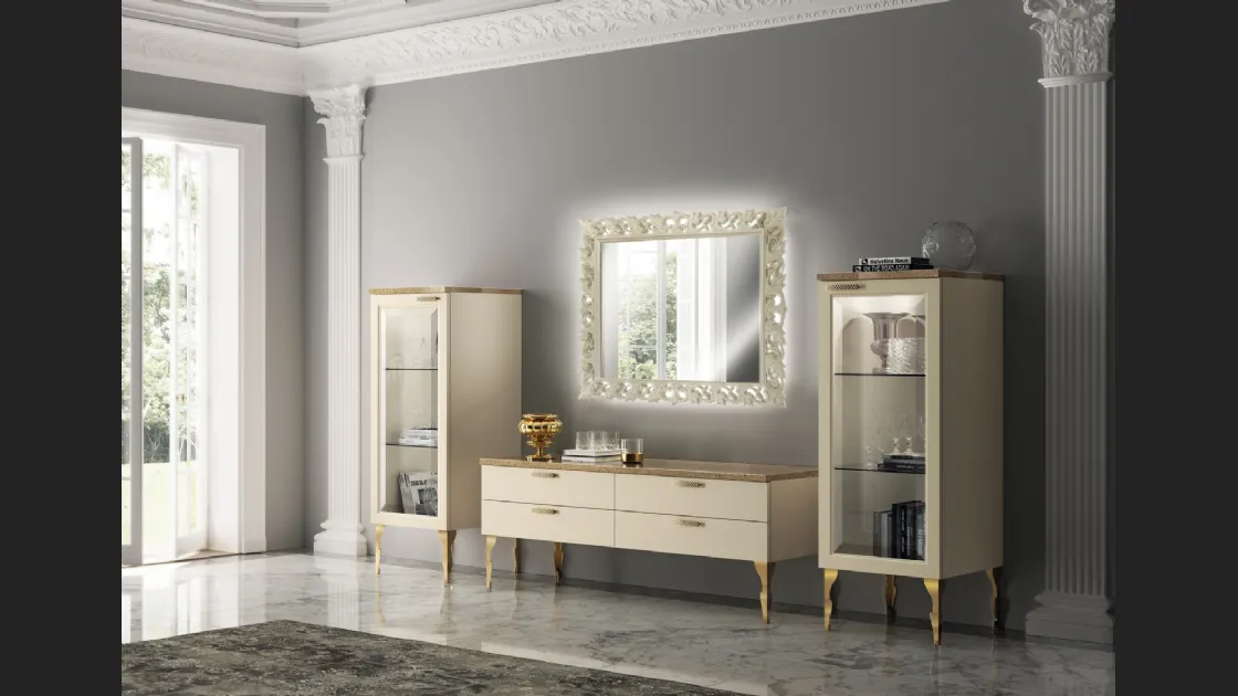 Parete Attrezzata Living Exclusiva in laccato opaco Beige di Scavolini