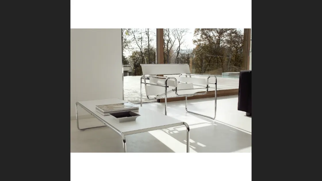 Poltroncina in pelle e acciaio Wassily Lounge Chair di Knoll