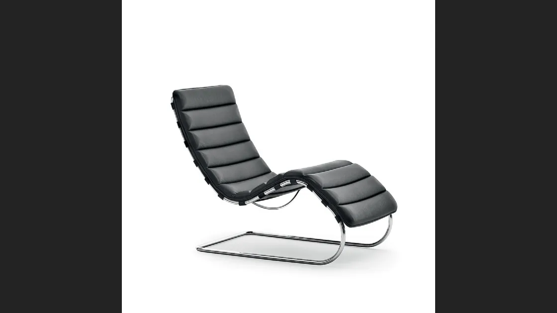 Poltroncina Chaise Longue in pelle e metallo MR Bauhaus 100th Anniversary Edition di Knoll