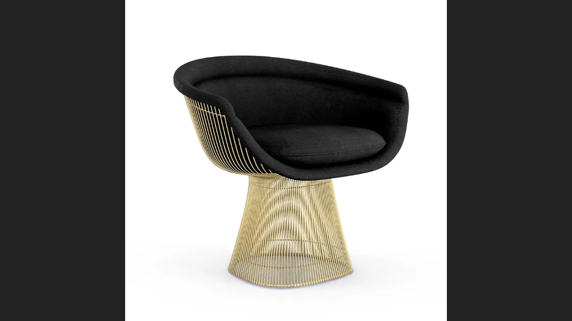 Poltroncina in tessuto e metallo Platner Lounge Chair Gold di Knoll