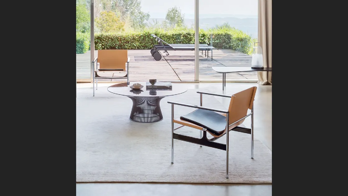 Poltroncina in pelle e metallo Pollock Arm Chair di Knoll