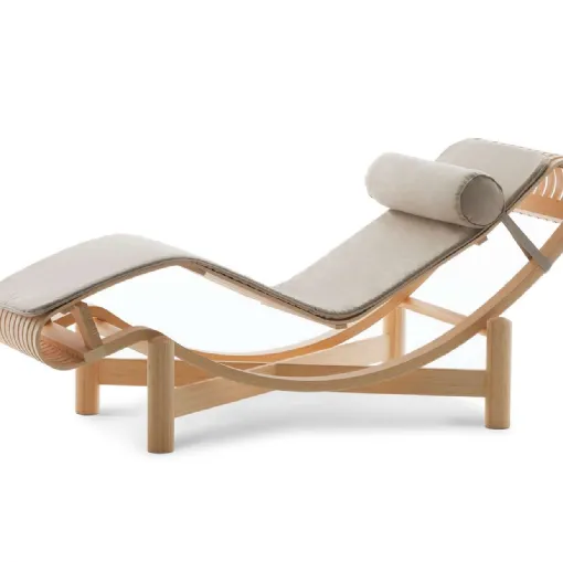 Poltrona Tokyo Chaise Longue in legno con rivestimento in tessuto di Cassina