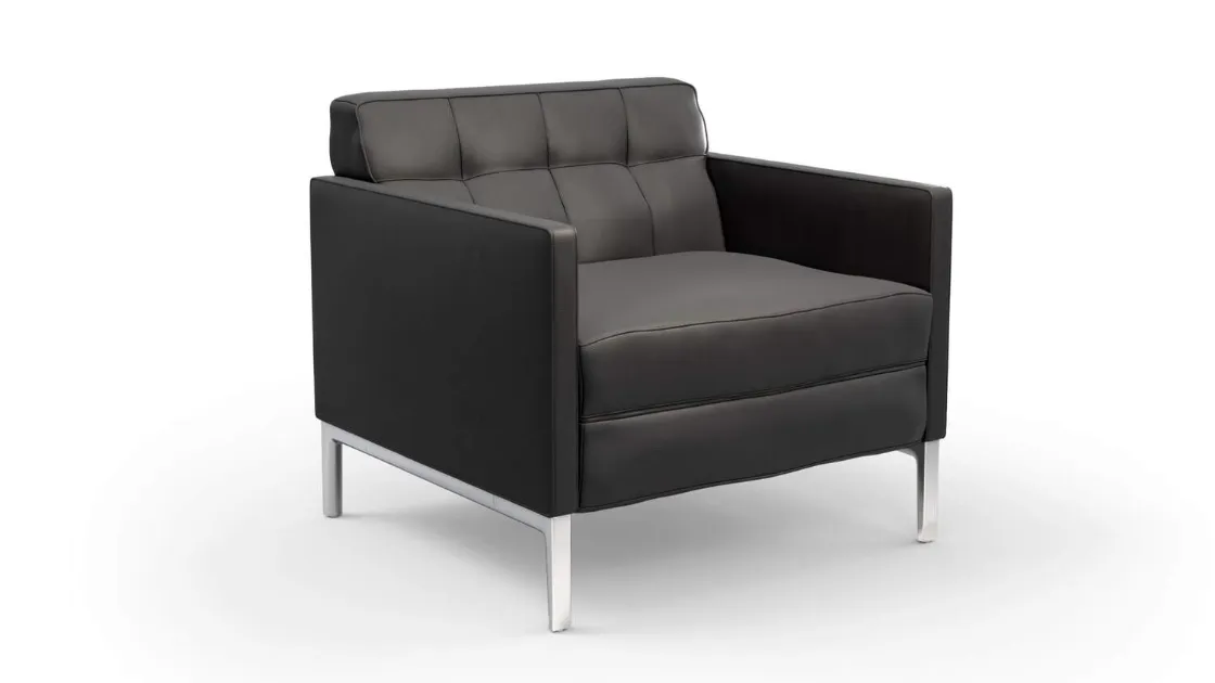 Poltrona Volage EX S Night in pelle con base in alluminio cromato lucido di Cassina