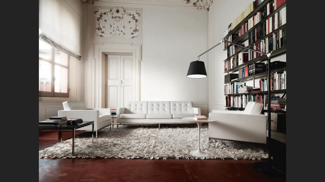 Divano lineare in pelle Florence Knoll Lounge Seating di Knoll