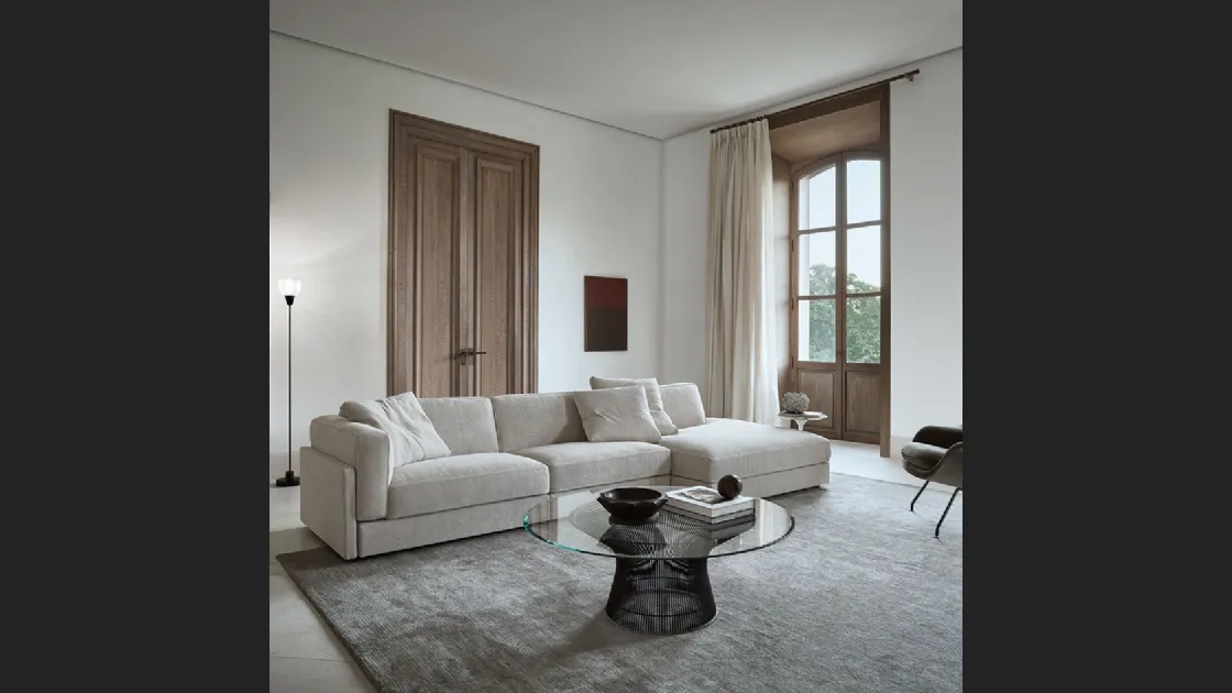 Divano in tessuto con penisola Gould Sofa di Knoll