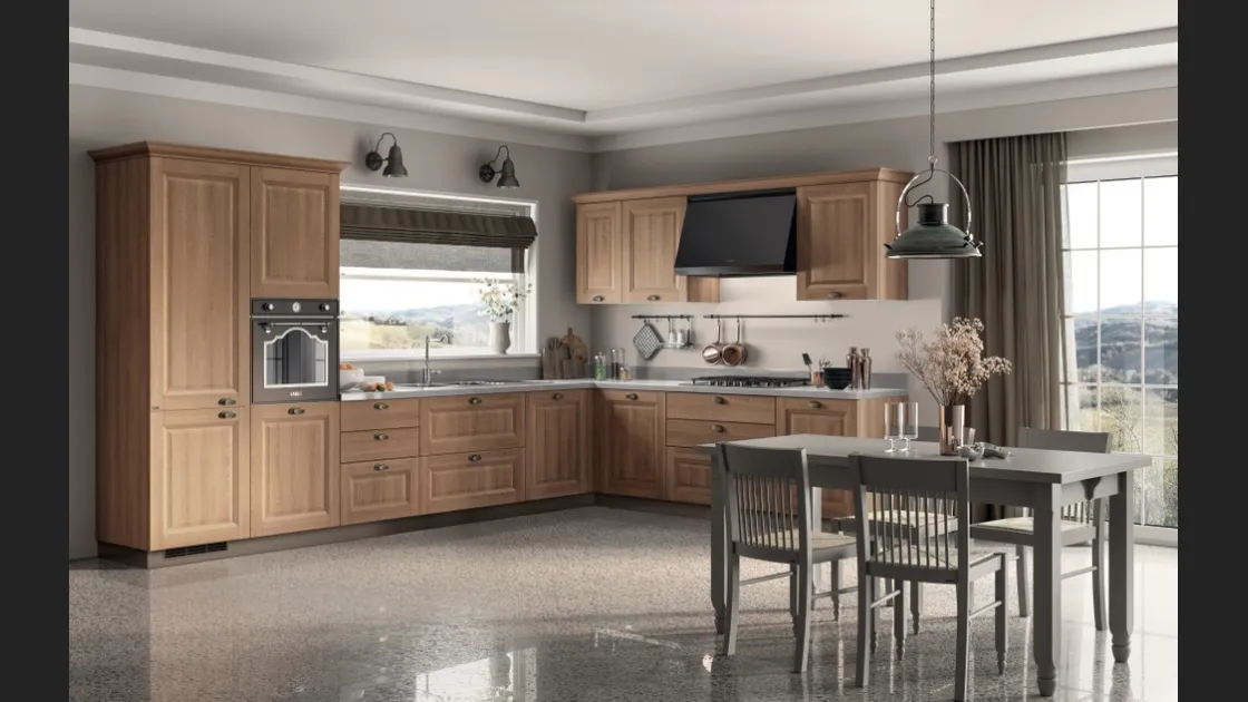 Cucina Classica angolare Family in decorativo Rovere Azteco di Scavolini