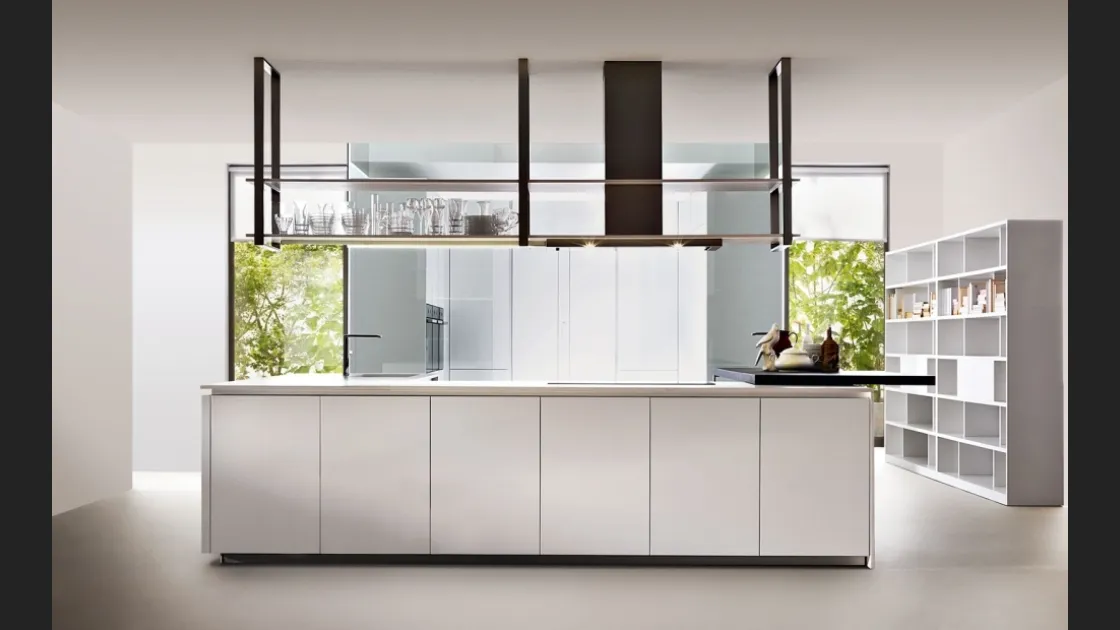 Cucina Design con isola in laminato Bianco HiLine 6 di Dada