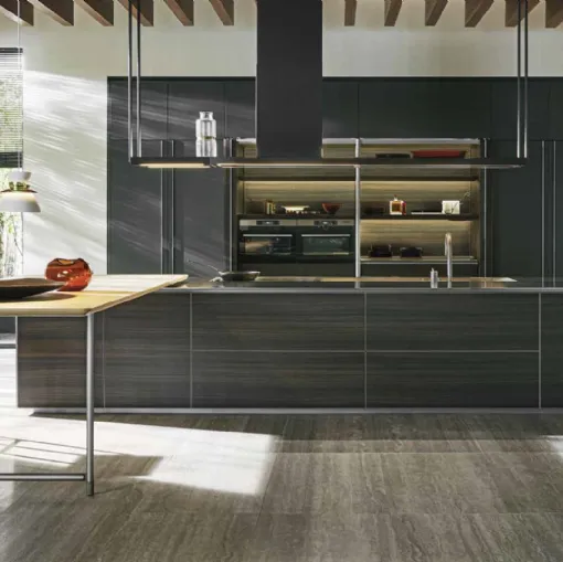 Cucina Design con isola HiLine 6 Frame Door in Eucalipto di Molteni & C