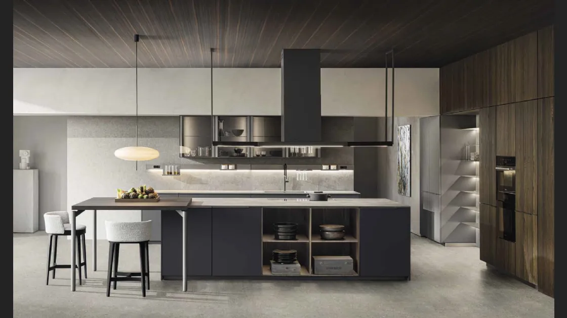 Cucina Design con isola InDada in Fenix Grigio Bromo di Molteni & C