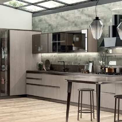 Cucina Moderna Diesel Open Workshop Rovere Gessato di Scavolini