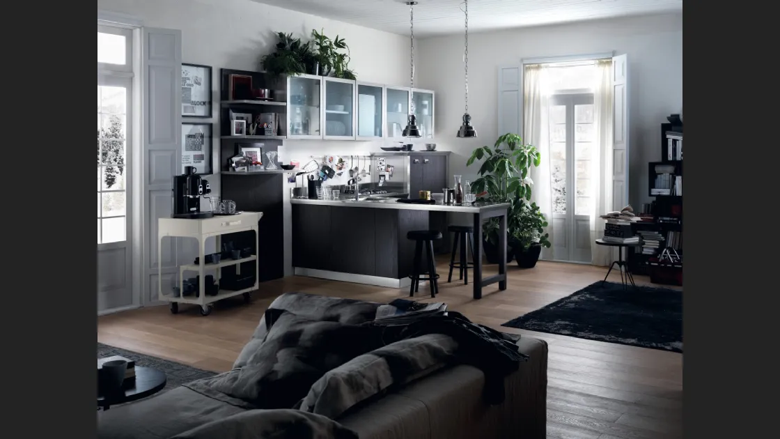 Cucina Moderna Diesel Social Kitchen in Rovere Tempera Black di Scavolini