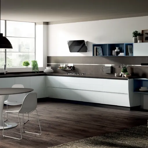 Cucina Moderna Flux Swing laccato opaco Ghiaccio di Scavolini