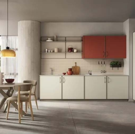 Cucina Moderna Jeometrica in decorativo Bianco Puro e Paprika di Scavolini