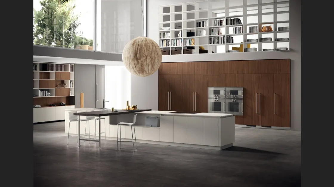 Cucina Moderna Liberamente Bianco Malè e Noce Sunset di Scavolini