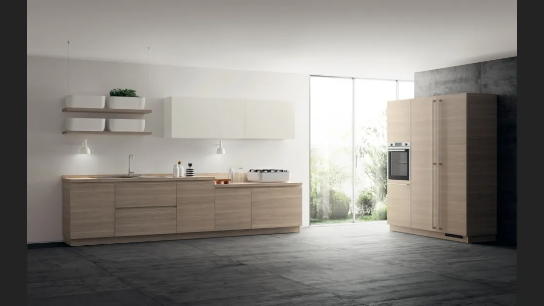 Cucina Moderna Qi in Olmo Hono e Bianco Prestige di Scavolini