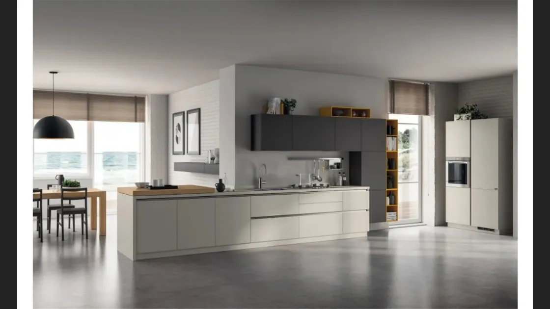 Cucina Evolution Rovere Nordic e Giallo Genziana di Scavolini