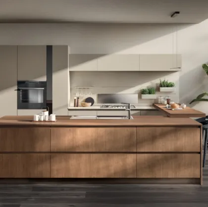 Cucina Moderna Motus in Rovere Landscape e laccato opaco Visone di Scavolini