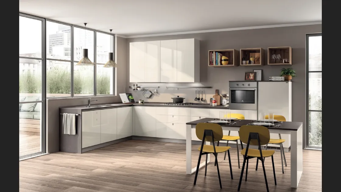 Cucina Moderna angolare Urban & Urban in laccato Bianco lucido di Scavolini