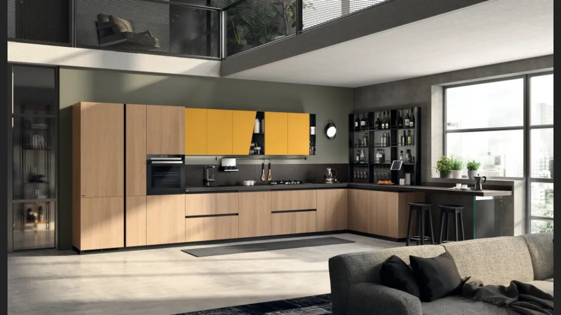 Cucina su misura Liberamente Rovere Grano e Giallo Senape di Scavolini