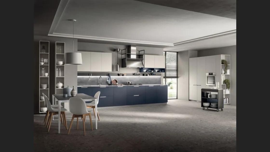 Cucina su misura Mia Blu Moon e Grigio Chiaro di Scavolini