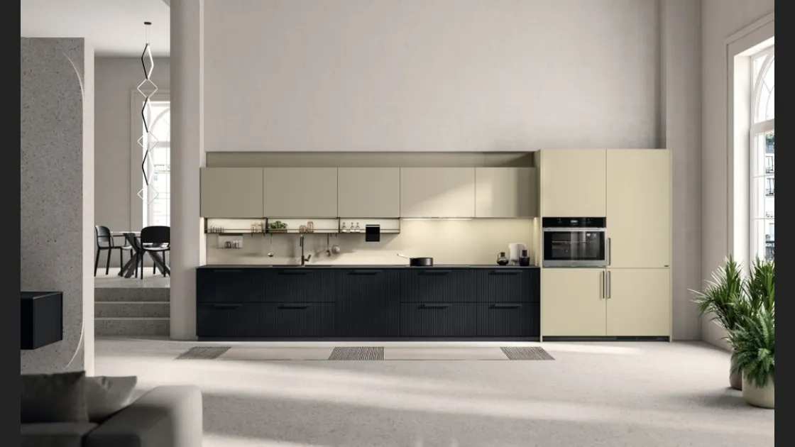 Cucina su misura Musa in Rovere Barry e laminato Urban Gold di Scavolini