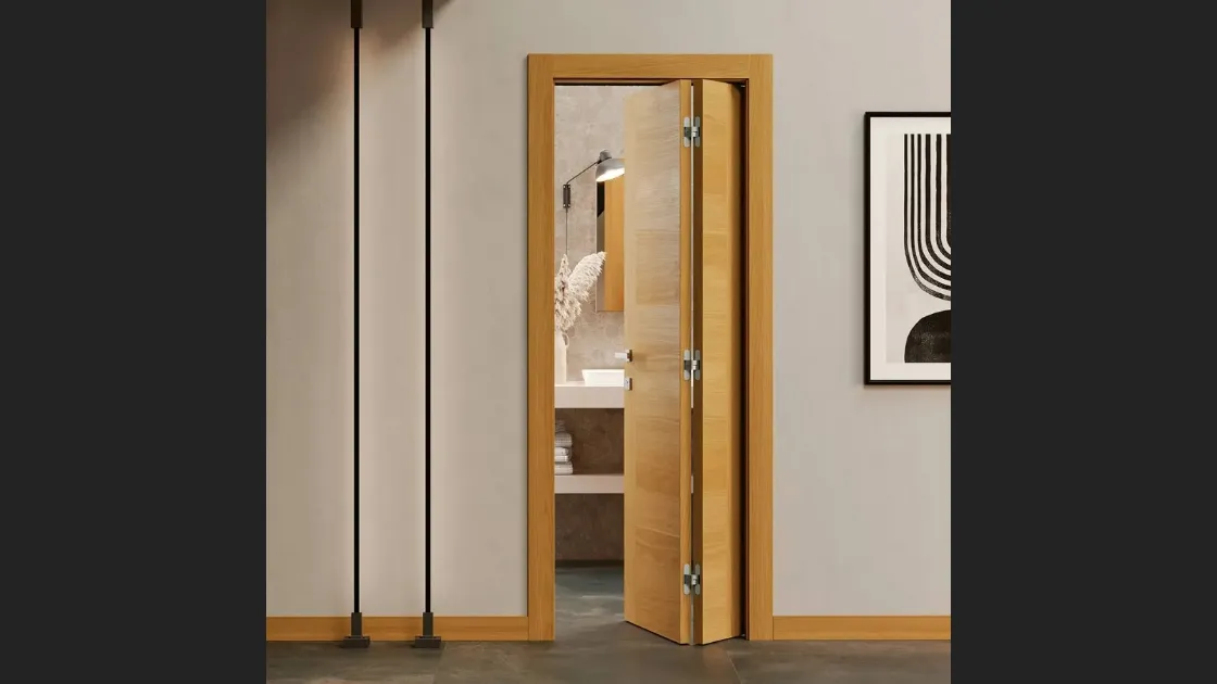 Porta per interni a libro Tranciato in rovere miele di Bertolotto